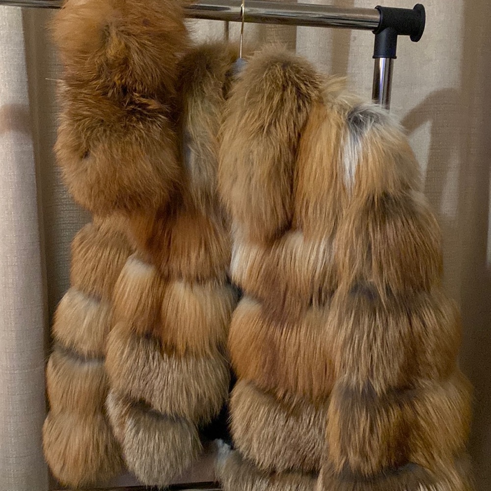 Authentic Fox Fur Bomber coat with matching head band